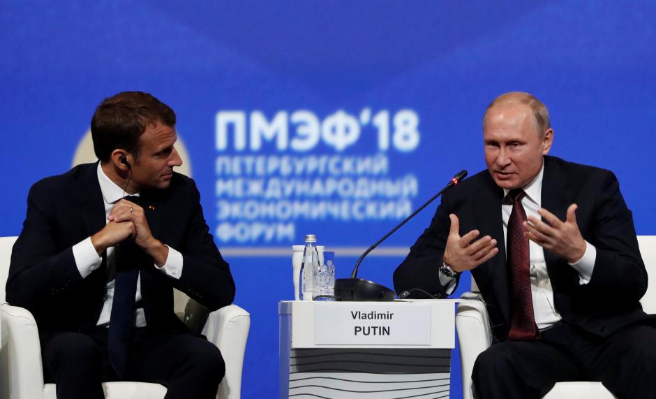Putin, Macron meet in St Petersburg
