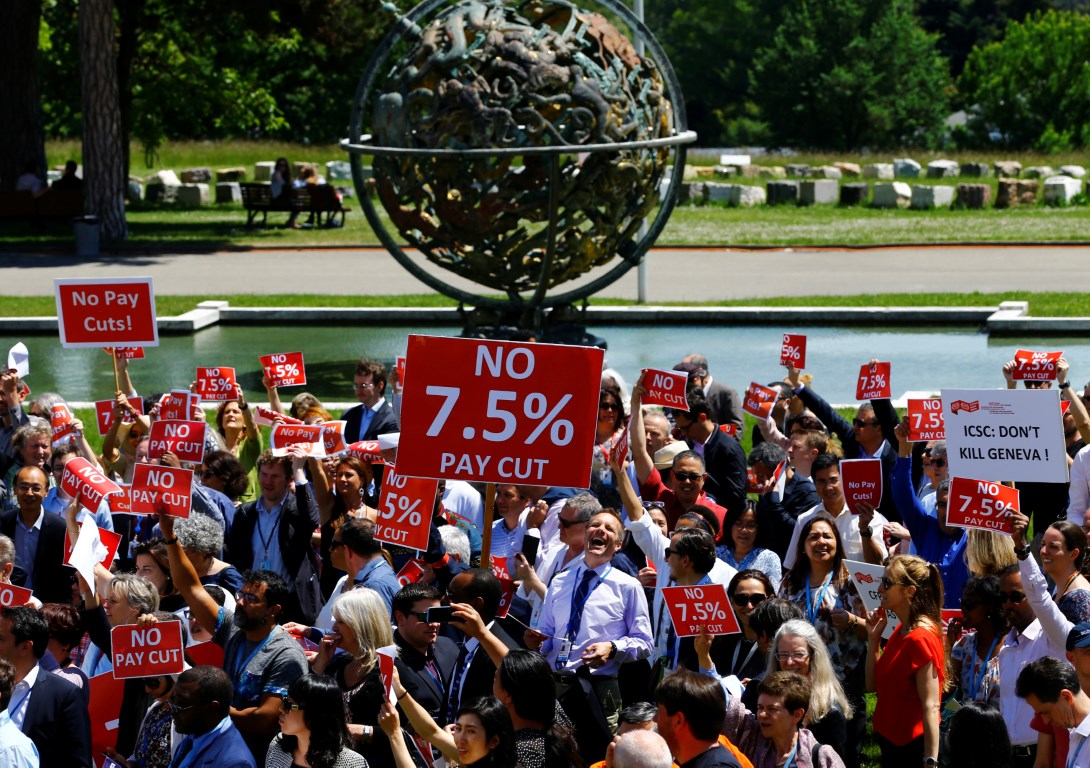 UN Geneva staff protests pay cuts